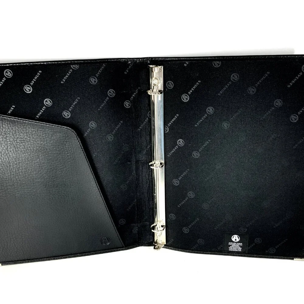 Avenues Vintage-Style Black Faux Leather 3-Ring Binder – Classic Office Organiza